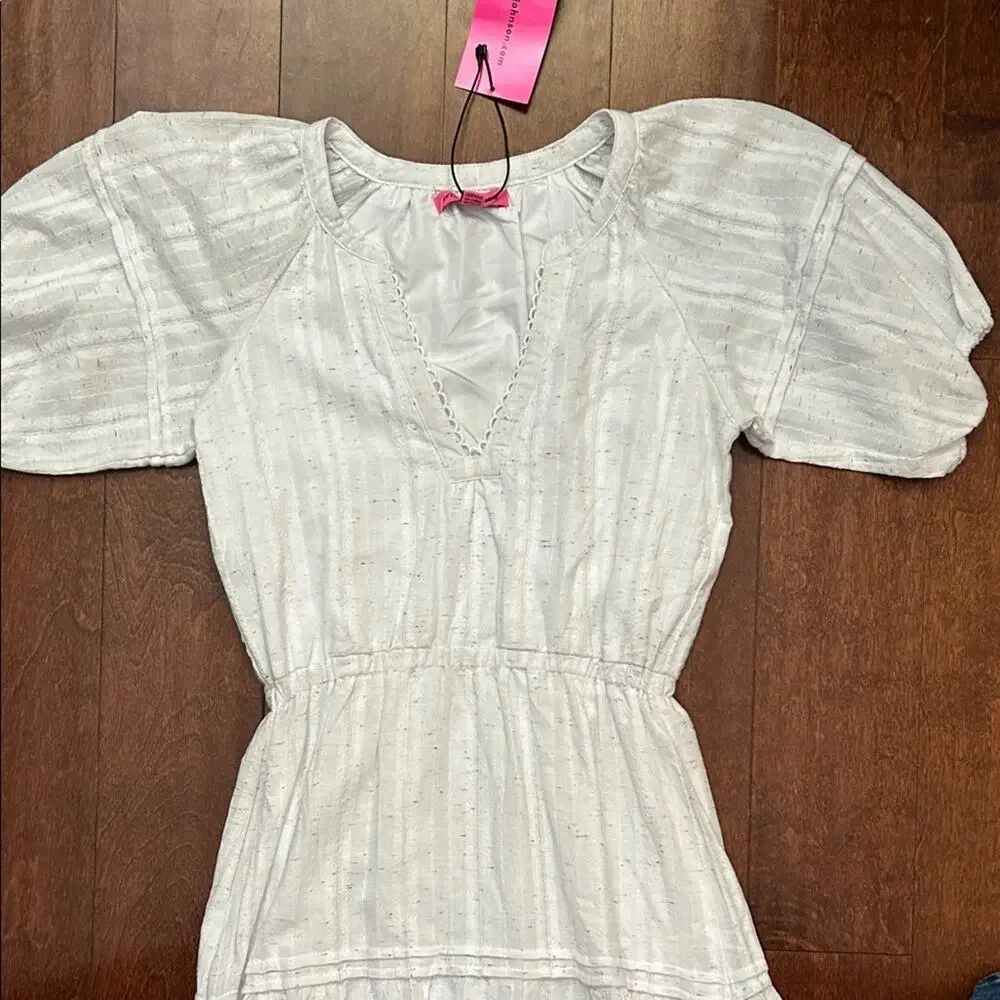 Betsey Johnson Spectator Tiered Midi Dress, White & Colored Speckles SizeXS, NWT - Picture 5 of 16